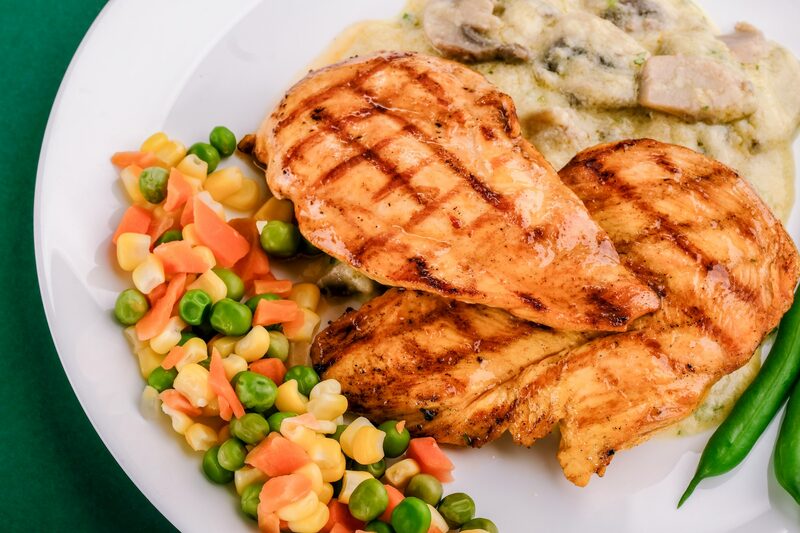 Grilled chicken breast on a plate